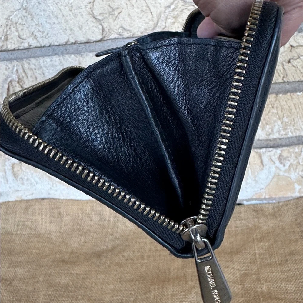 Michael Kors Black leather Wallet with Gold Accents